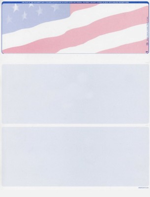 2500 Blank Security Check Paper / Payroll Checks - Checks on Top (American Flag)