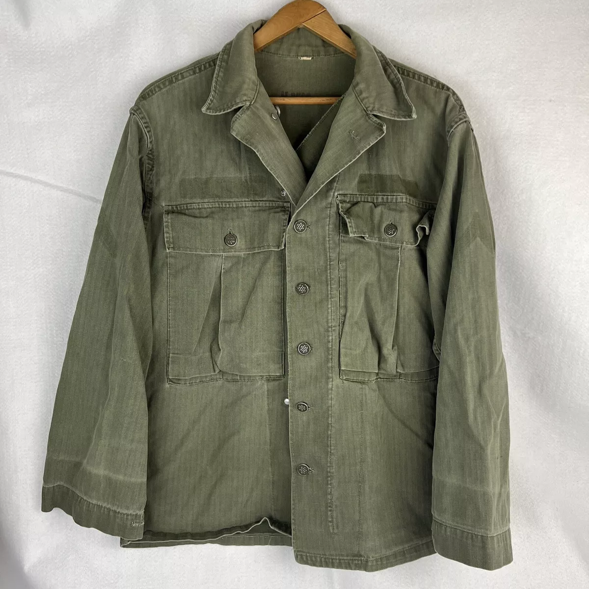 Vintage s WW2 US Army HBT Jacket Shirt  Star Jacket Gas Flap Size R