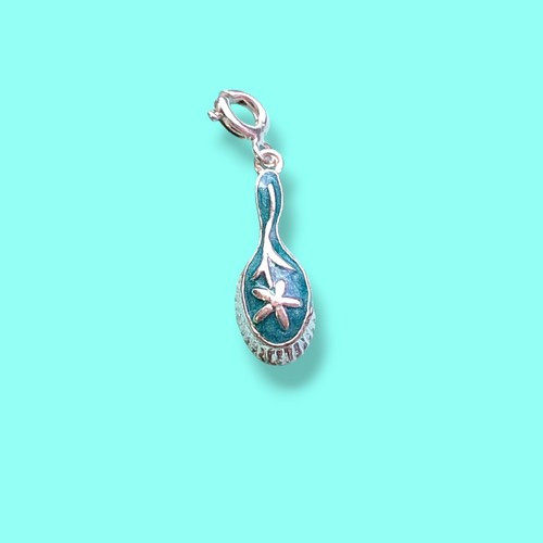 Avon Blue Enamel Silver Tone Brush Bracelet Dangle Charm Princess Hair Dresser