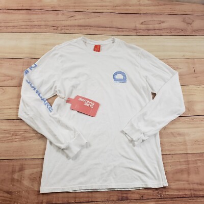 Dune Suncare Shirt Mens Medium White Blue Outdoor Cotton Surf Surfing Adult *