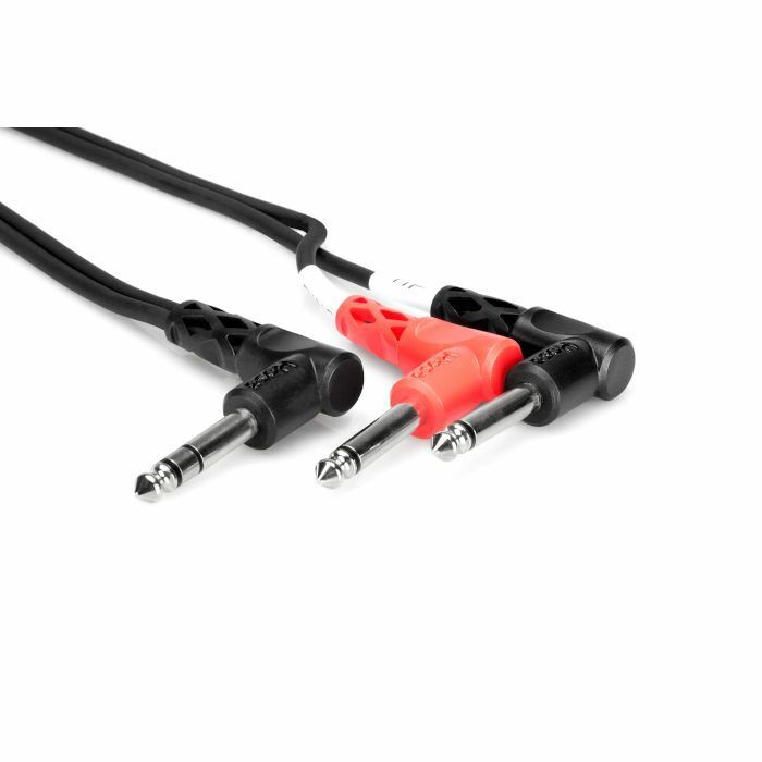 Hosa STP-201RR Right Angled 1/4"" TRS Jack To Dual Right Angled 1/4"" TS Jack I...