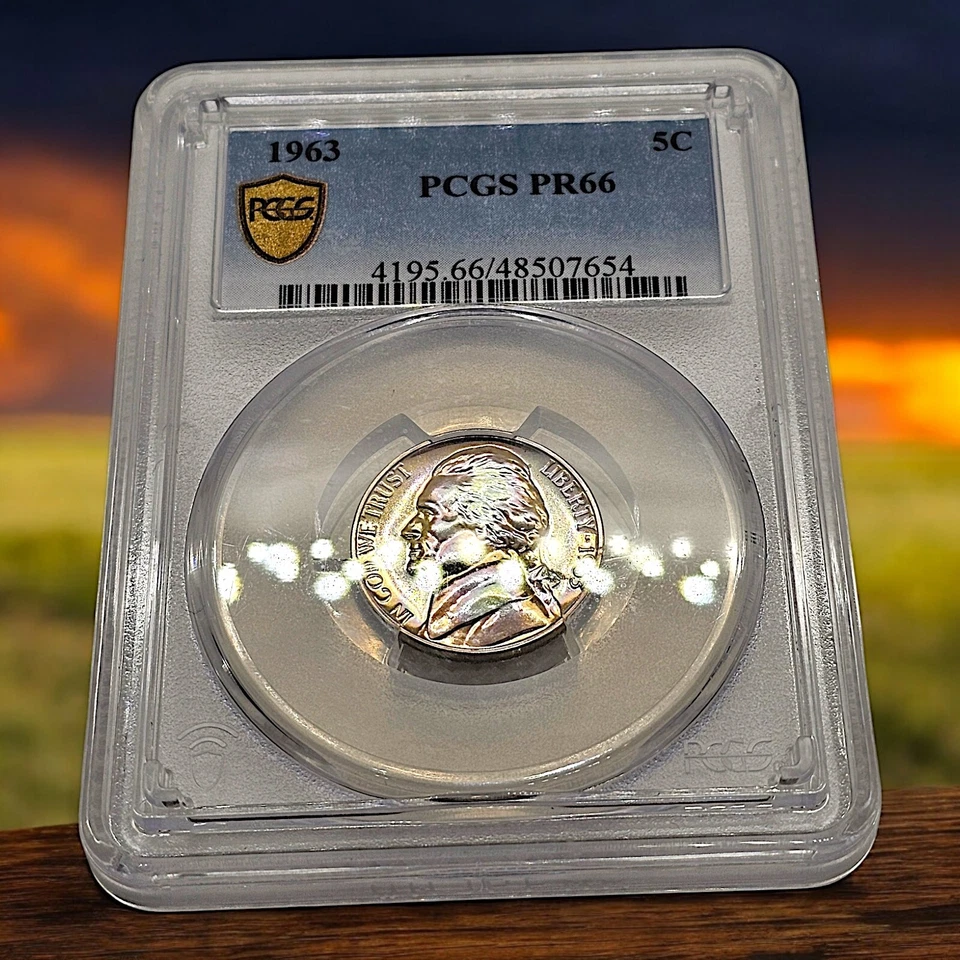 1963 5c PR66 Cello Toned Jefferson Nickel - PCGS Gold Shield - Beautiful Toning! - Image 4 of 4
