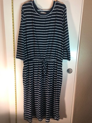 navy blue and white striped dress plus size