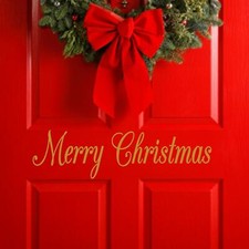 Merry Christmas - Wall Vinyl Decal Sticker Family Kids Holiday Santa Door Art