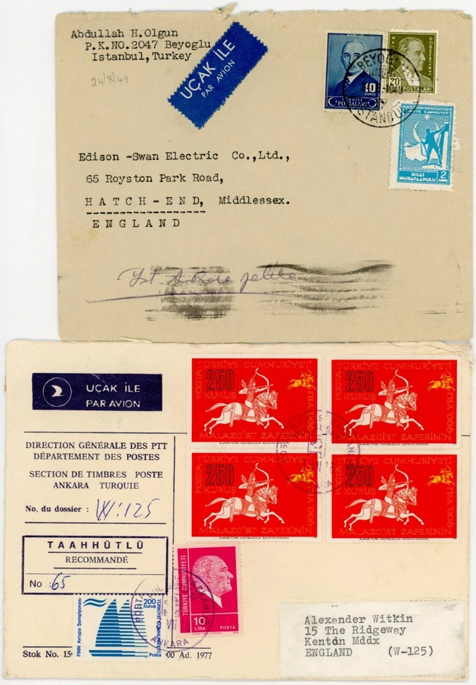 TURKEY 1945-78 AIRMAIL + REGISTERED 4 COVERS - Image 2 of 4