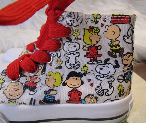 Peanuts Baby Lace Up High Top Sneakers Snoopy Kids Shoes - Picture 2 of 6