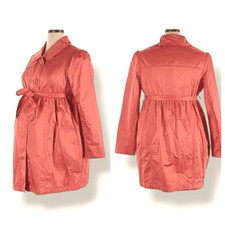 Vintage Y2k Liz Lange For Target Maternity Satin Trench Coat In Tangerine Orange
