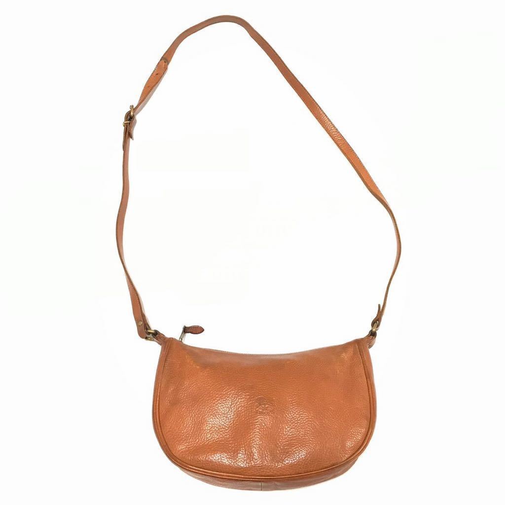 IL BISONTE Shoulder Bag Brown Pochette Genuine Leather Made in