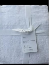 New Pottery Barn 4pc BELGIAN FLAX LINEN Sheet Set Queen White NWT