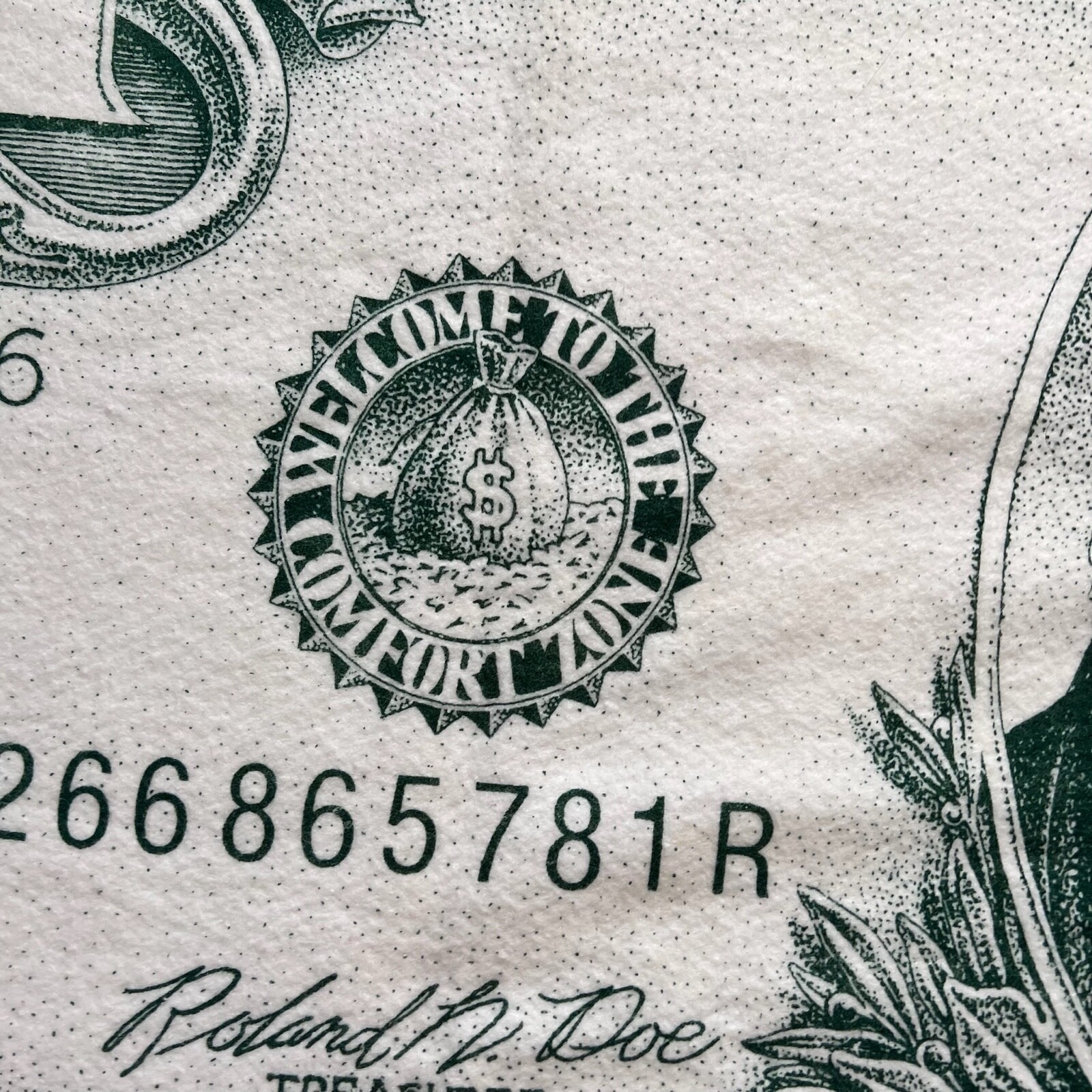 Vintage 90's Dollar Bill Beach Picnic Blanket A5903 Gem