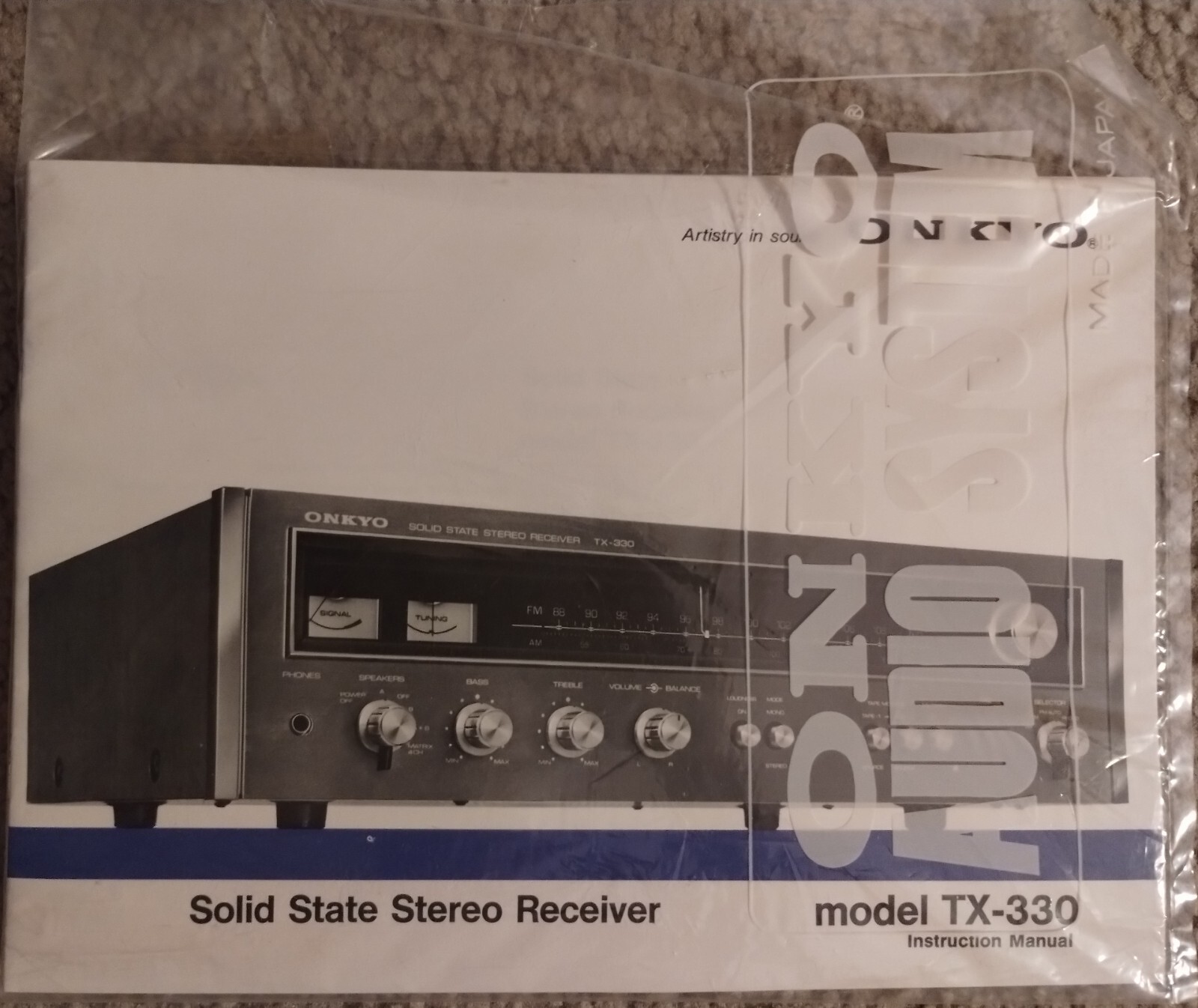 Onkyo TX-330 Receiver owner's manual, complete in the Original bag