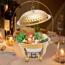 4.5L Round Stainless Steel Chafer, Buffet Servers and Warmers Set Warming Tray