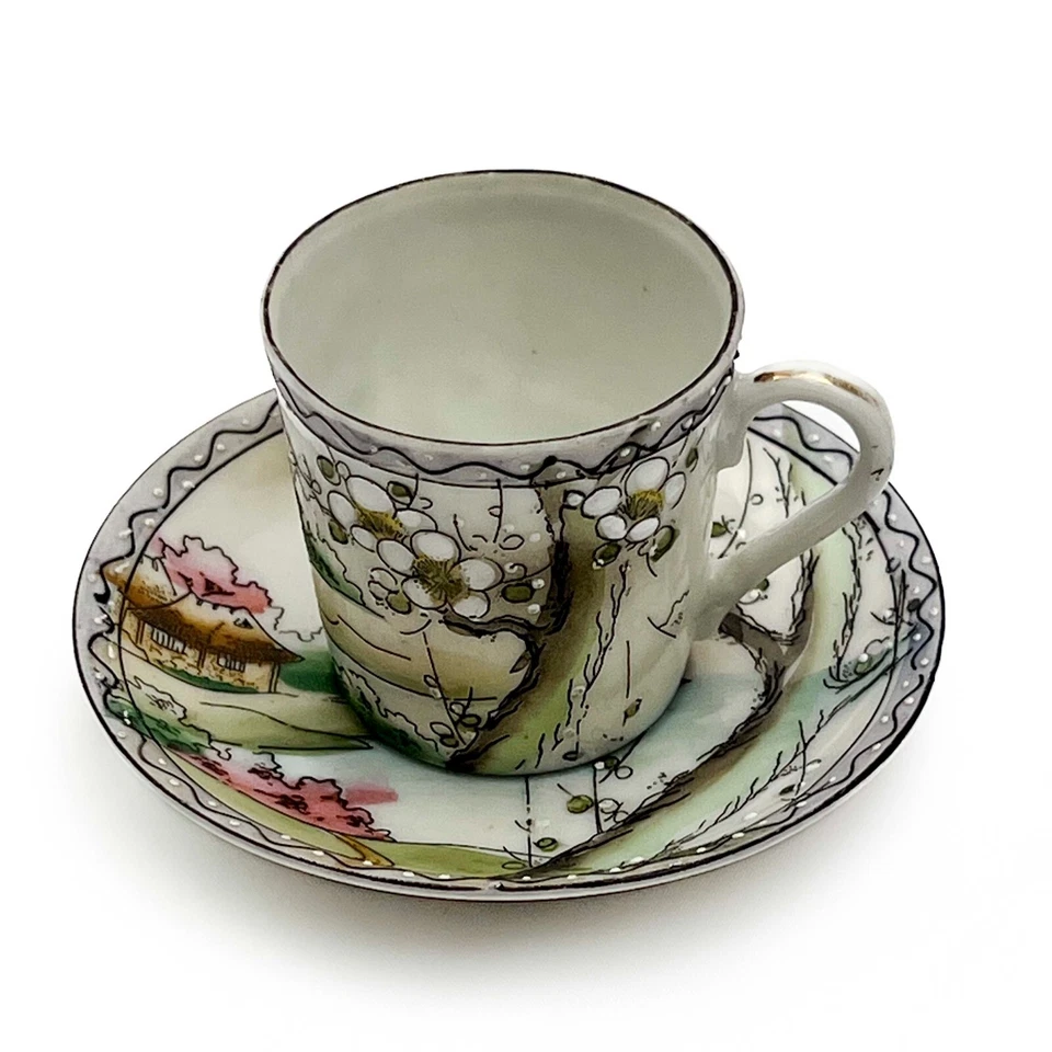 Taza y platillo espresso oriental de porcelana vintage Demitasse - ENVÍO GRATUITO Foto 2 de 4