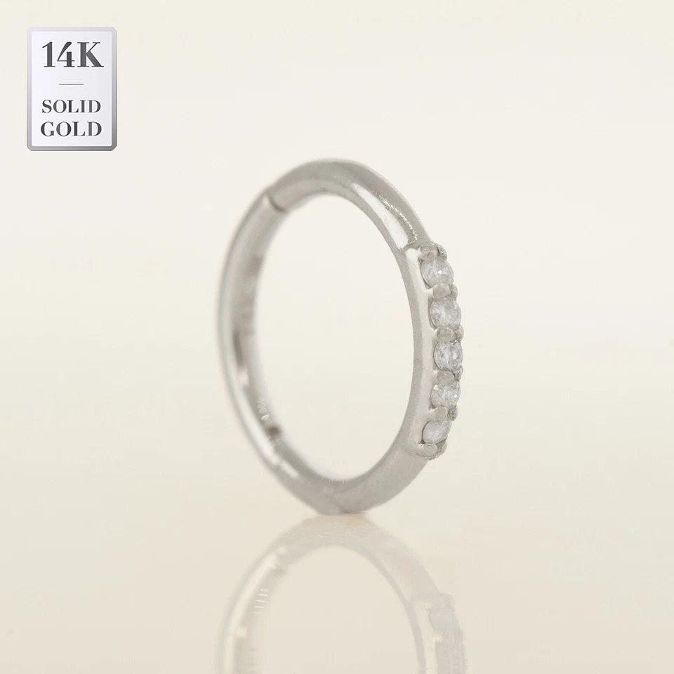 Piercings anillo aro oreja y nariz diamante oro macizo 14K REAL calibre 18 Foto 2 de 2