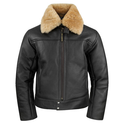 Men's jacket sheepskin Stuka mocha aviator jacket leather aviator jacket Brown New
