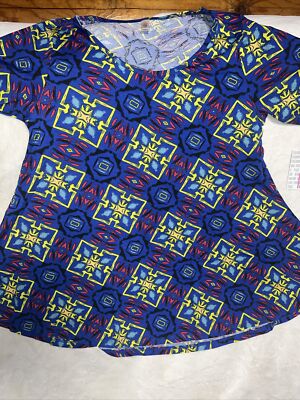 Lularoe Medium Perfect T/12-18   Blue Yellow Red Aztec Tribal Southwest New M