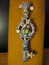 BARBARA BIXBY KEY PERIDOT TOPAZ LEAF FLOWER E...