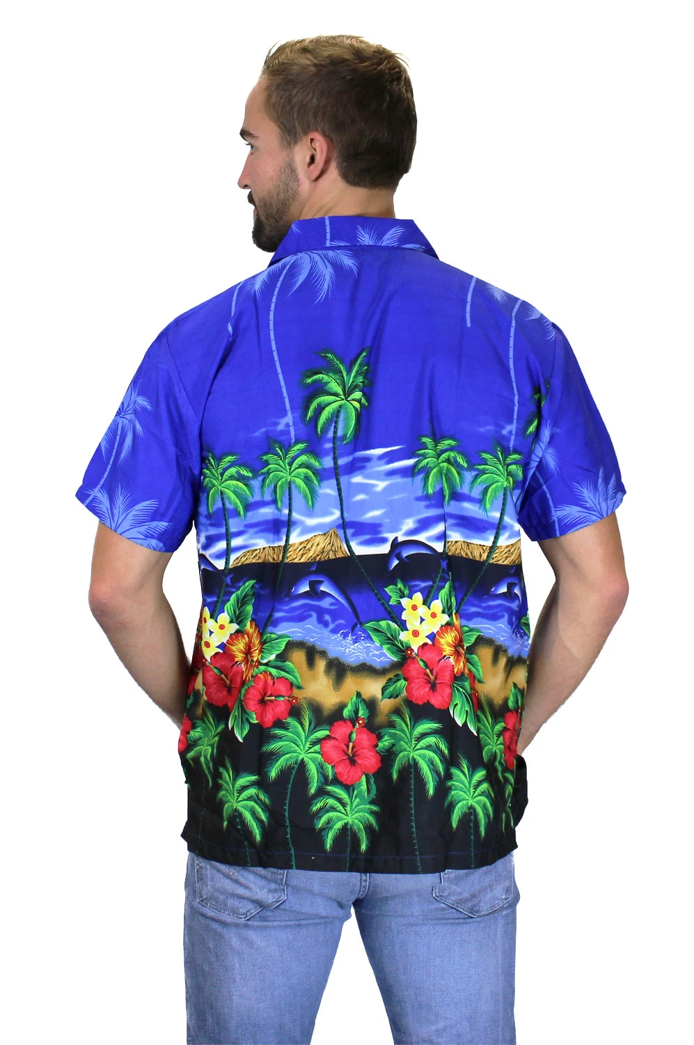 Funky Hawaiian Shirt Dolphin Dark Blue for Men