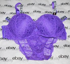 NEW Victoria's Secret Very Sexy Push-Up Bra Crystals 38B & Bikini Set Large L VS