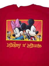 Vintage Mickey  Minnie Mouse T Shirt Size Large Red Mickey Unlimited Disney