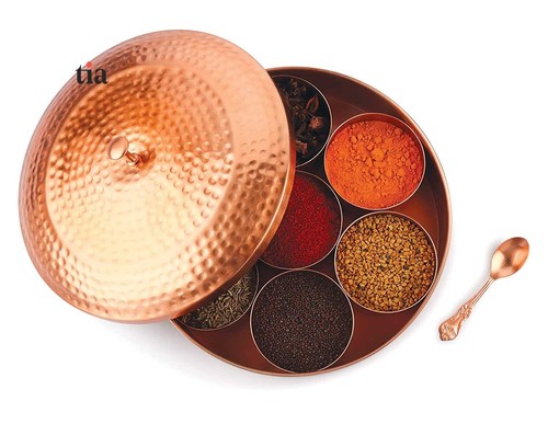 Gewürzbox gehämmert/Masala Dabba Küche mit Deckel/7 Gewürzbehälter und 1 Löffel - Bild 4 von 5