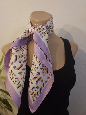Alviero Martini silk scarf letters and lilac border