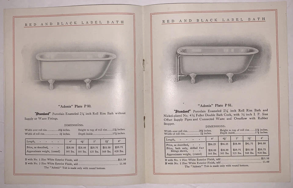 TRADE CATALOGUE, STANDARD SANITARY MFG CO, RED & BLACK LABEL BATHS, 1910, SCARCE - Image 4 of 4