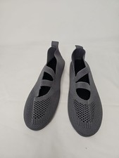 Ladies Breathable Knit Ballet Flats Gray With Elastic Straps Size 36 5.5-6