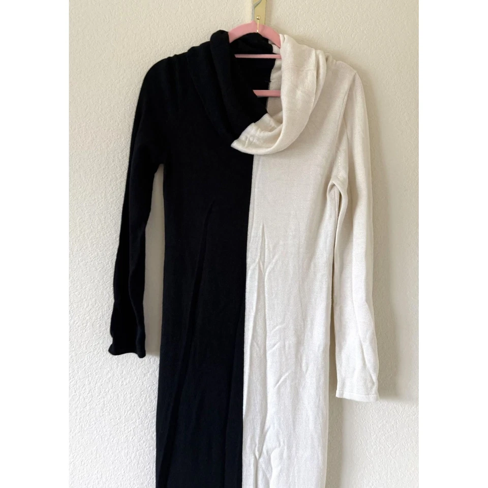 Alice + Olivia Long Sleeve Color Black and White Midi Sweater Wool Blend Dress M - Image 4 of 4