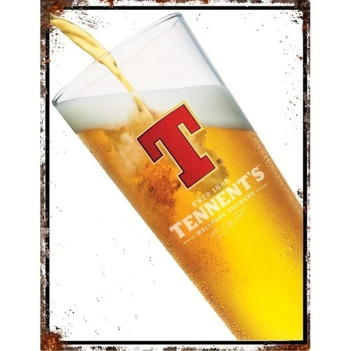 Vintage Tennent's Scotland Inspired Beer Tin Metal Signs Home Décor 8x12