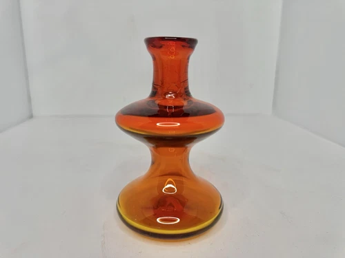 Vintage MCM Blenko Glass 57-F Mini Vase In Tangerine 5” Stunning