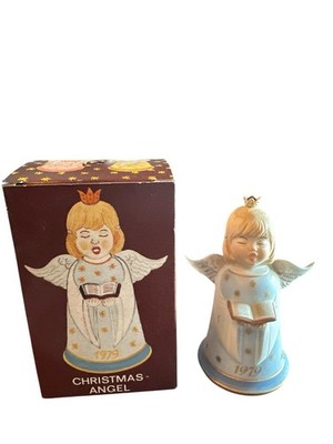 Vintage Kaiser 1979 Christmas Blue Angel Bell in Box Porcelain Ornament