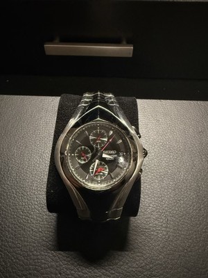 Rare Seiko SNA615 Streamline 7T62-0FN0 Alarm Chronograph Black Dial Men s Watch