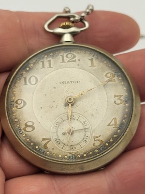 ORATOR Taschenuhr Art Deco 40er Swiss Made 47mm funktioniert