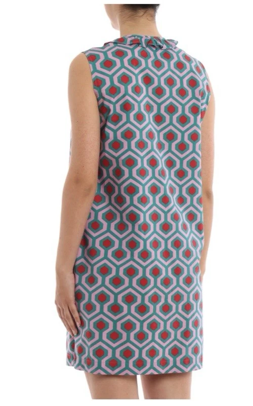 Max Mara Weekend Dress Large Curvato Geometric Print Aline Shirt Sleeveless - Image 4 of 4