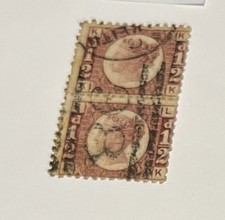 L336: Queen Victoria - SG48-9 Se-tenant pair 1/2d red/rose nice cancel Plate 3?