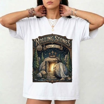 Rolling Stones Since AD 33 T-Shirt - Lustiges Vintage Leergrab Ostern Glaube Tee