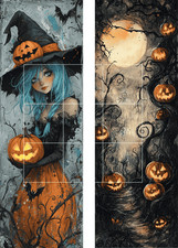 4 DIY HALLOWEEN Images Card Toppers Supplies Scrapbook Junk Journal Bookmarks