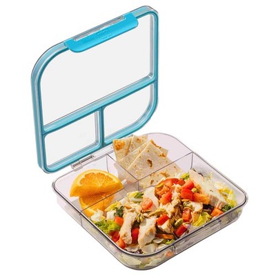 MyGo Pro Square Container, 3-Compartment Clear Heavy Duty Plastic Food Storage C
