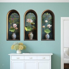 3 adesivi murali con piante, carta da parati moderna in PVC per cameretta