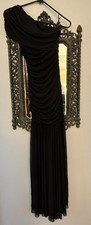 Black One Shoulder Ruched Sleeveless Solid Long Formal Gown Dress Regular XS
