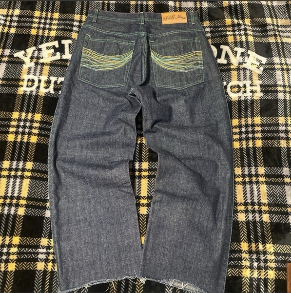 Vintage Baggy Raw Denim Jeans W34 L30 Blue Wide Leg 10” Leg Opening EUC