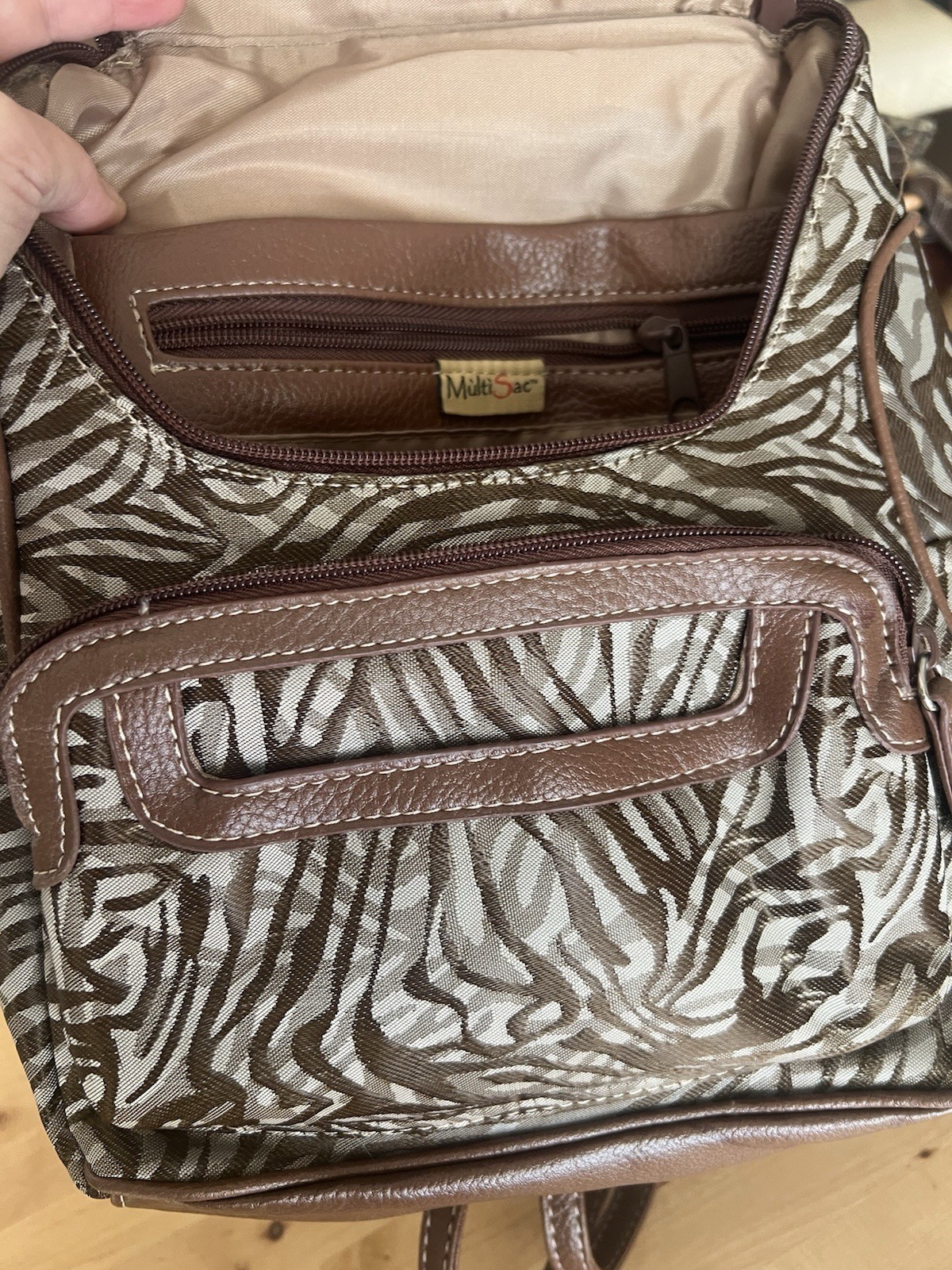 MultiSac Mini Backpack Brown Zebra Pattern Adjust… - image 10