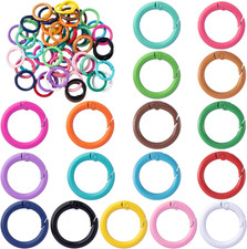 51 PCS Mini round Keyring Clip, 17 Colors Spring Key Ring Clips, Metal O-Shaped