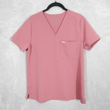 FIGS Technical Collection Small V-Neck Scrub Top Rose Pink Women's