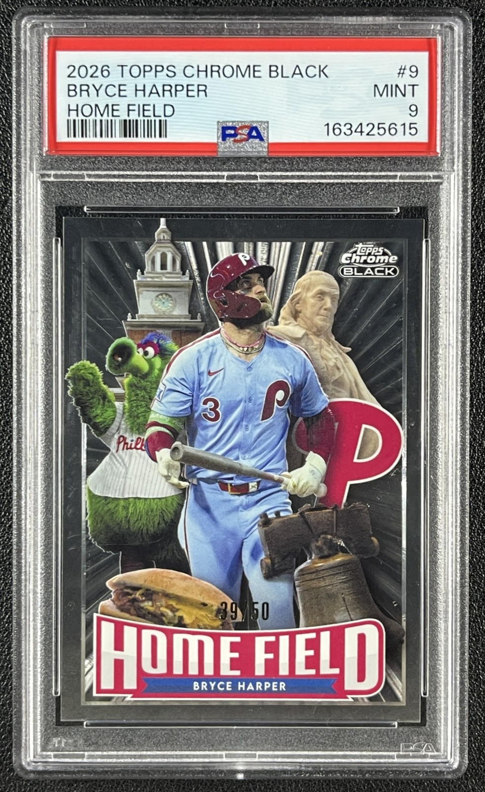 BRYCE HARPER PSA 9 2026 TOPPS CHROME BLACK #CBHA-9 HOME FIELD 39/50