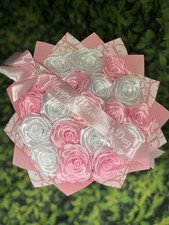 Personalized Eternal Rose Bouquet 18ct Pink Luxurious Boutique