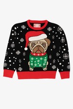 Kids Santa Pug Dog Ugly Christmas Pullover 2010s