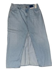 NWT Old Navy Light Denim Front Slit Mid Rise Long Maxi Jean Skirt Size 10
