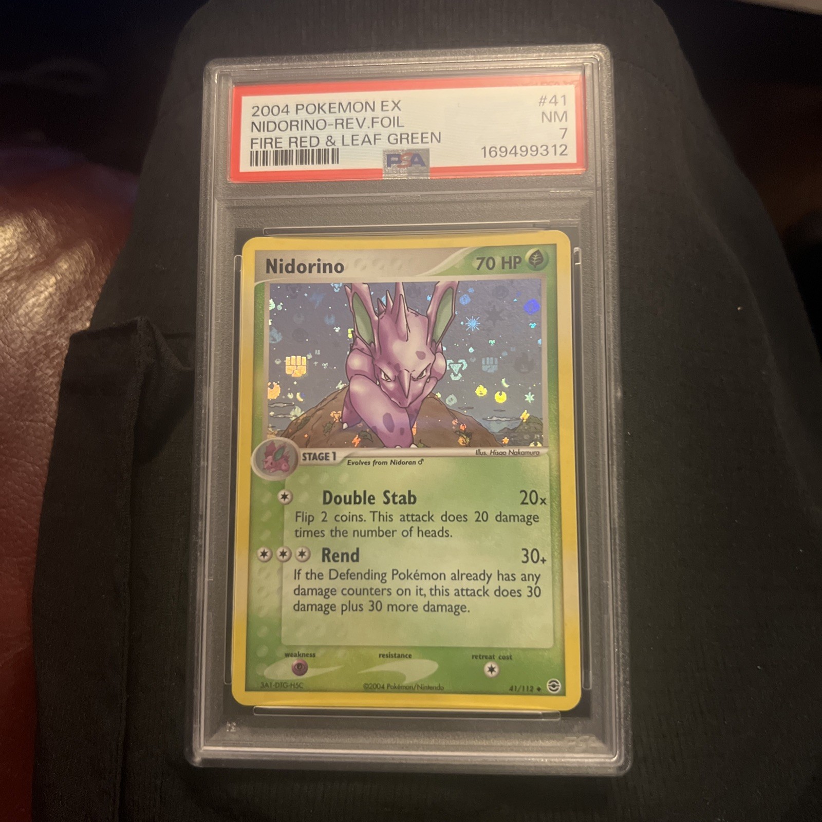 2004 POKEMON EX FIRE RED & LEAF GREEN #41 NIDORINO-REVERSE FOIL PSA 7